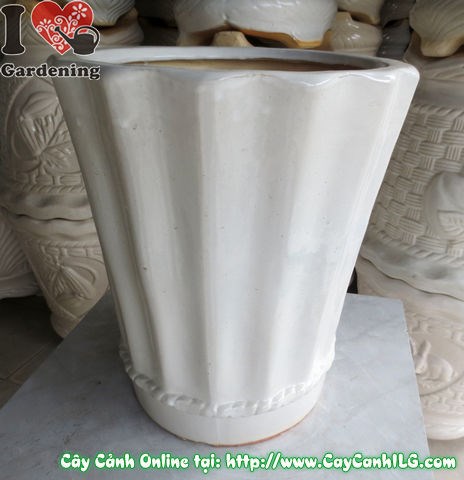 Chậu khế men trắng tròn cao 39cm – Ms 04555 nhìn tổng thể