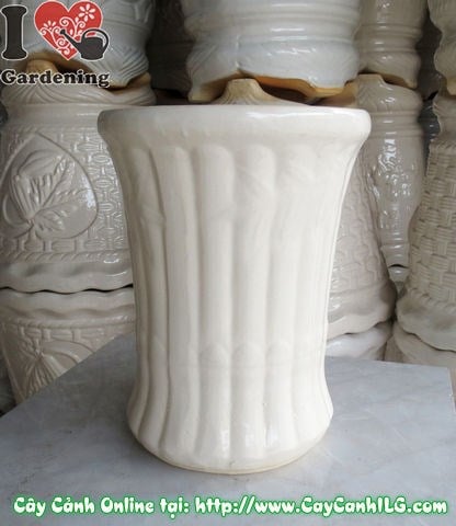 Chậu trúc men trắng tròn thắt đáy mẫu 1 cao 34cm ms 04847