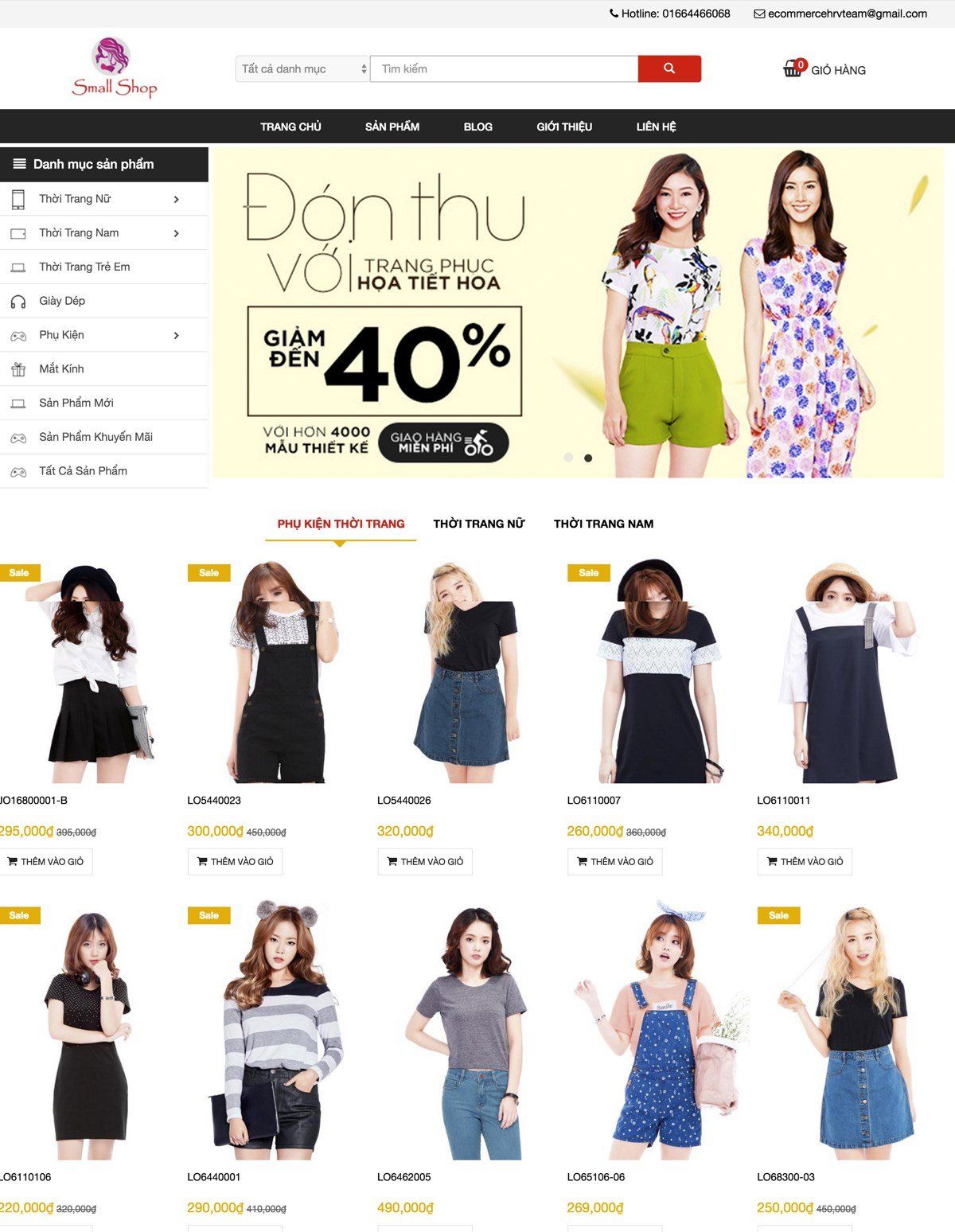 Mẫu website phụ kiện thời trang small shop