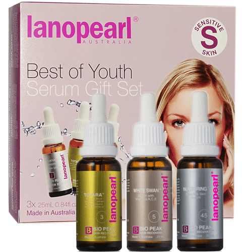 bo 3 serum tre hoa da cho da nhay cam lanopearl best of youth serum gift set