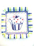 Dĩa giấy Bánh cupcake xanh 18cm 6/gói - Blue cupcake paper plates 7