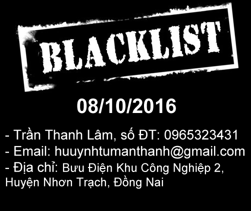 Blacklist: Trần Thanh Lâm 0965323431: lừa đảo đặt hàng