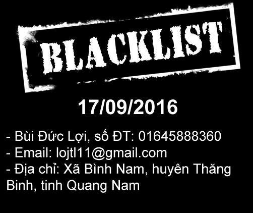 Blacklist : Bùi Đức Lợi 01645888360: lừa đảo đặt hàng