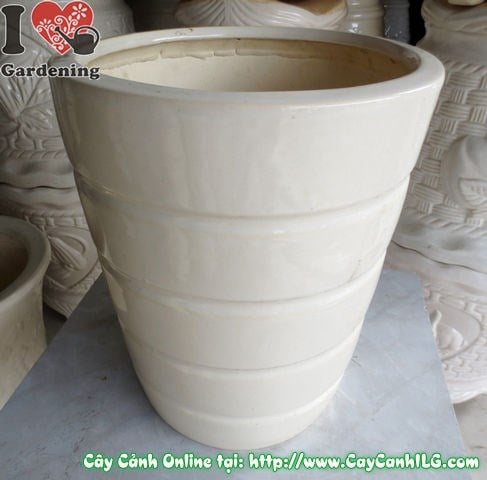 Chậu giỏ men trắng tròn mẫu 2 nhỏ – góc nhìn bên cạnh
