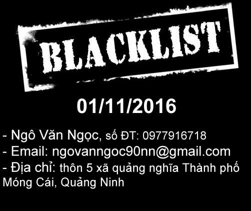 Blacklist : Ngô Văn Ngọc 0977916718 lừa đảo đặt hàng