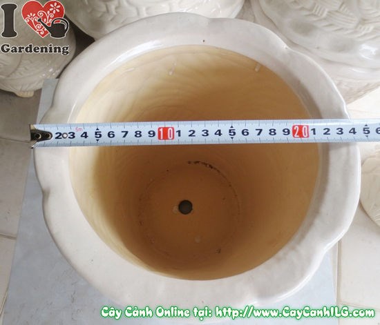Chậu trúc men trắng tròn túm đáy mẫu 2 - chi tiết họa tiết