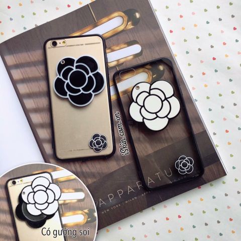 Ốp Lưng Iphone 7 Hoa Chanel Gương Xoay Lưng Trong Viền Dẻo