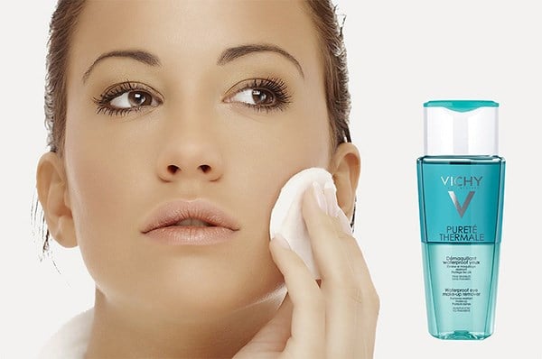 dau tay trang mat va moi vichy purete thermale waterproof eye make up remover