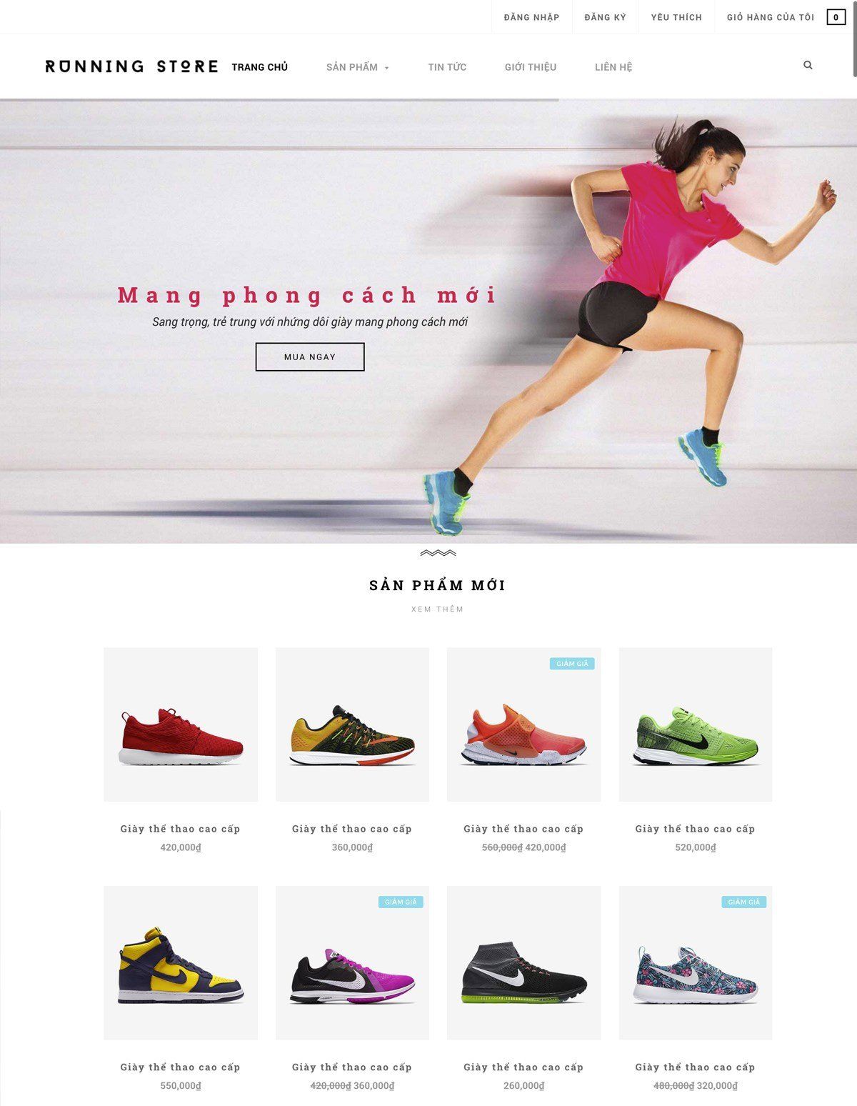 Mẫu website giầy thể thao running store