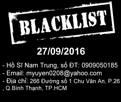 Blacklist : Hồ Sĩ Nam Trung 0909050185: lừa đảo đặt hàng