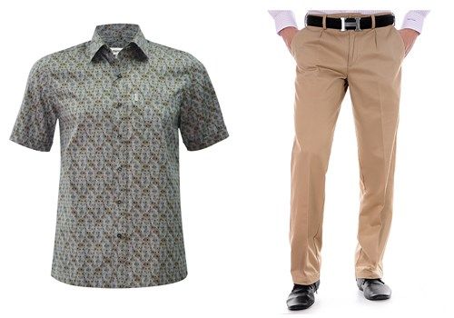áo sơ mi casual phối với quần khaki nam