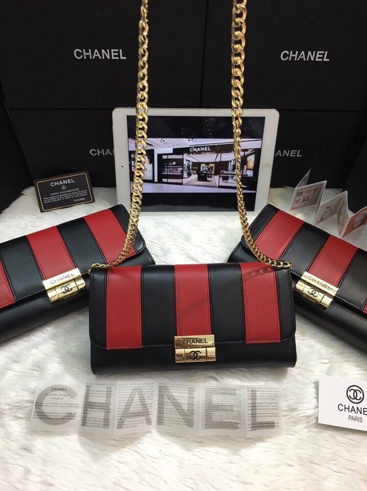 Ví cầm tay Chanel pha màu hàng Super sale da thật