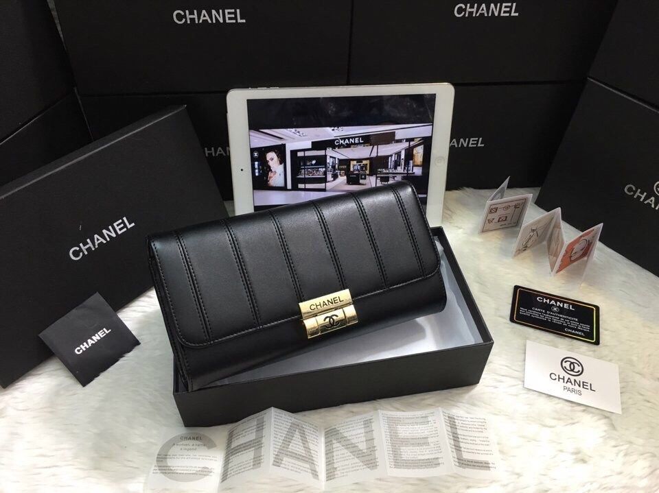Ví cầm tay Chanel pha màu hàng Super sale da thật