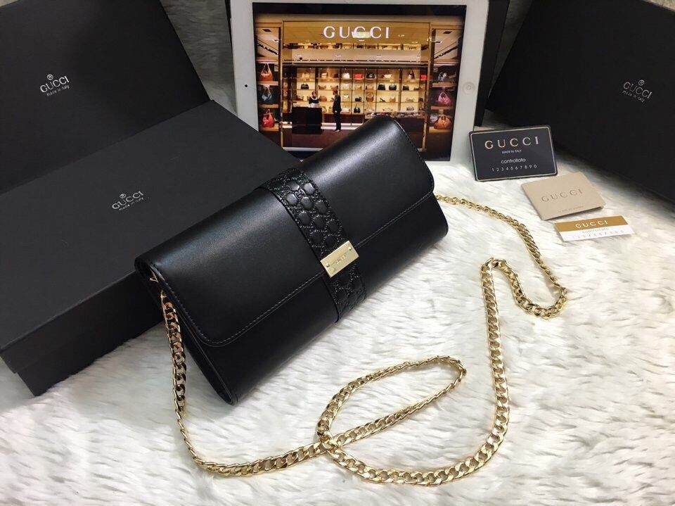 Ví cầm tay Gucci hàng Super sale da thật màu vàng đẹp