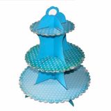 Tháp cupcake chấm bi xanh xếp 3 tầng 35 x 30cm - 3 blue dots tiered Cupcakes