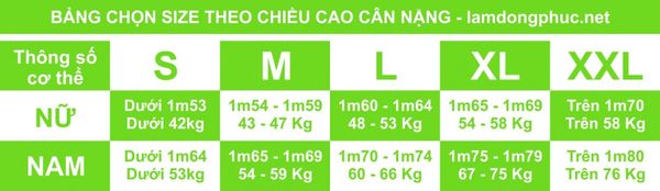 Cách chọn size áo lớp