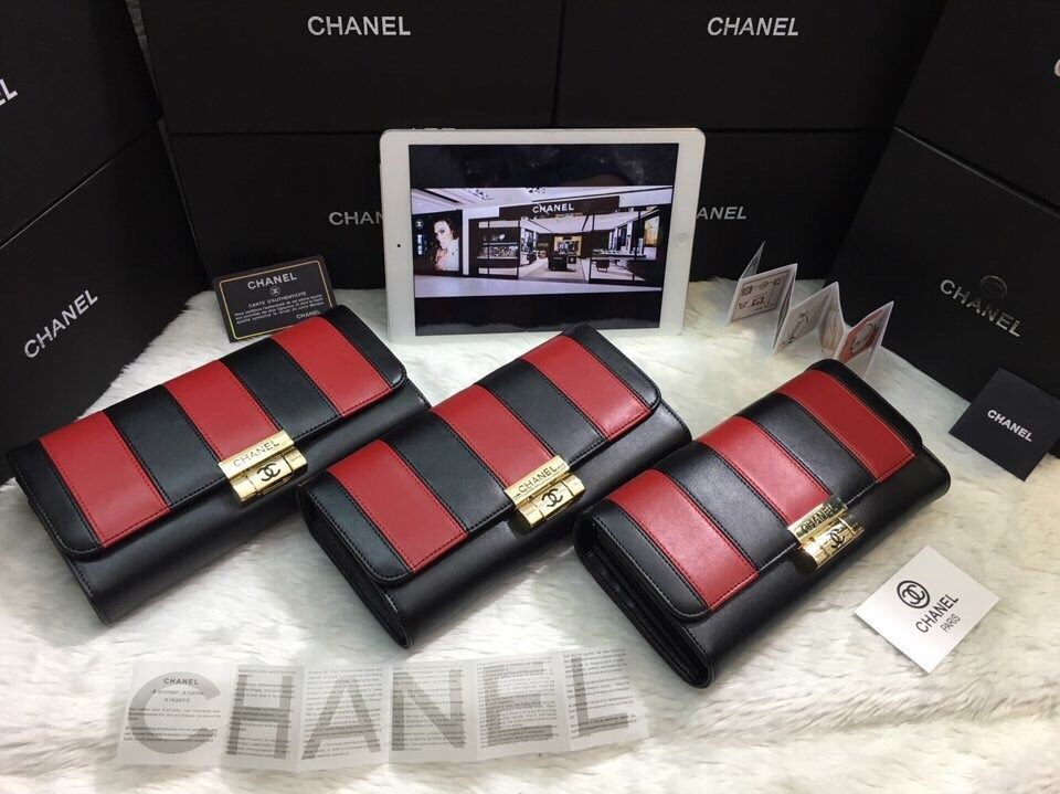 Ví cầm tay Chanel pha màu hàng Super sale da thật