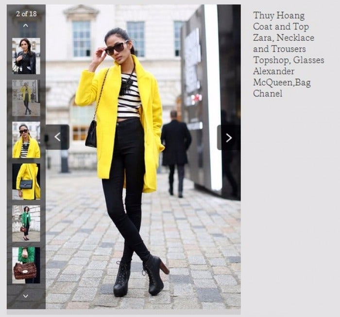 Hoàng Thùy lại được lên street style Tuần lễ thời trang London của Vogue Ý