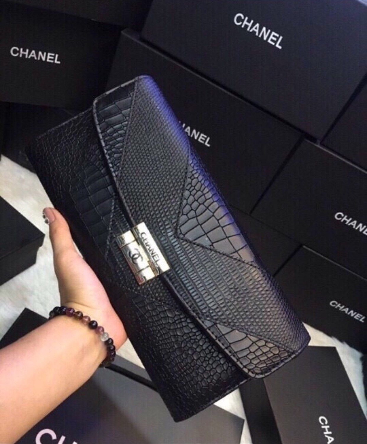 Ví cầm tay Chanel hàng Super da thật size 25cm