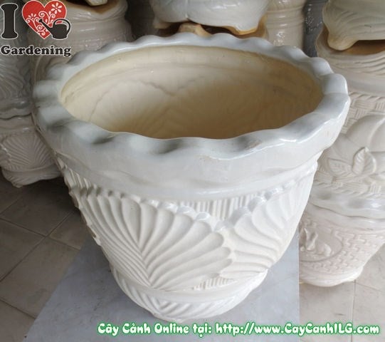Chậu Ba Chân Men Trắng Tròn Chiếc Lá Ms 04823 – chi tiết kết cấu