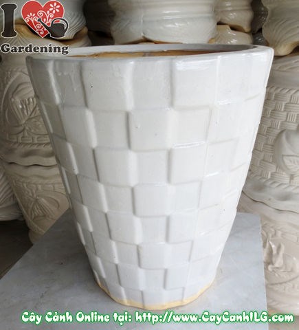 Chậu Giỏ Men Trắng Tròn Mẫu 3 cao 42cm Ms 04886 - ILG