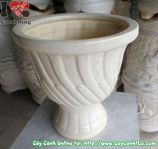 Chậu Ly Men Trắng Tròn Mẫu 1 cao 43cm - ưu điểm chống thấm bền đẹp