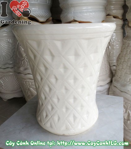 Chậu trúc men trắng tròn thắt đáy mẫu 2 cao 41cm Ms 04852 – ILG