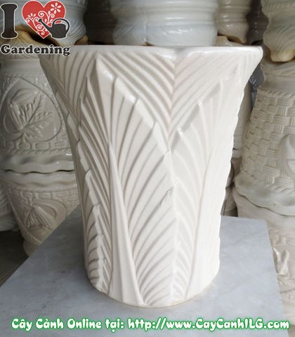 Chậu trúc men trắng tròn túm đáy mẫu 1 - dòng chậu cao cấp ILG