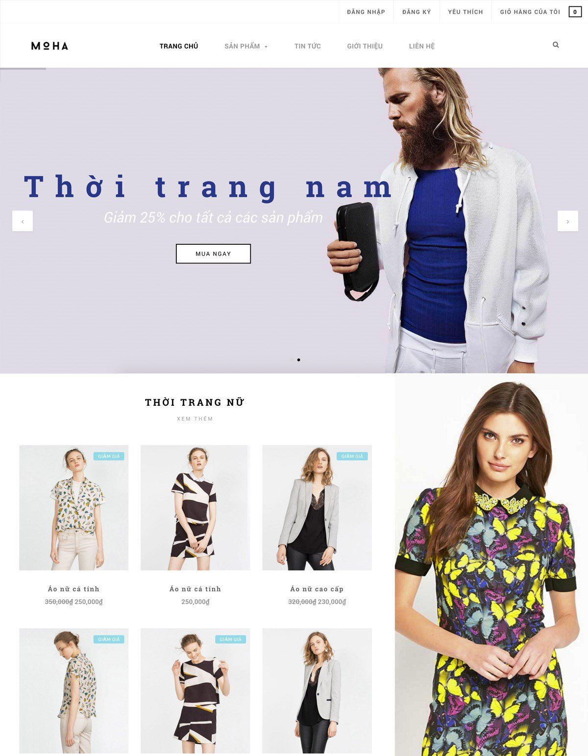 Mẫu website thời trang moha fashion