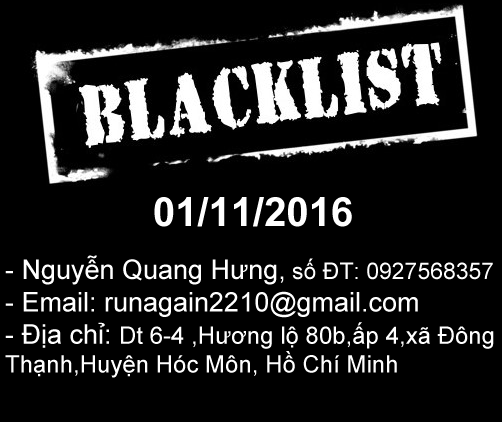 Blacklist : Nguyễn Quang Hưng 0927568357: lừa đảo đặt hàng
