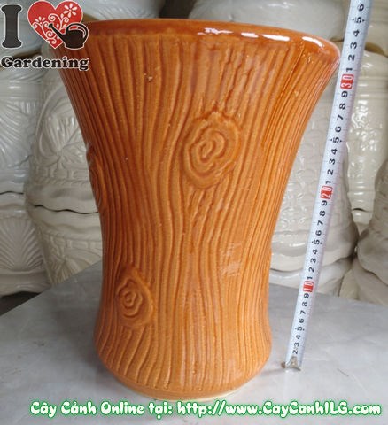 Chậu trúc men nâu nhiều kích thước – so sánh size nhỏ và lớn