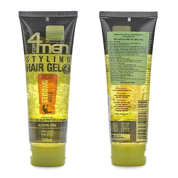 gel vuot tao kieu toc sieu cung episode new york for 4 men strong hold styling hair gel 120ml