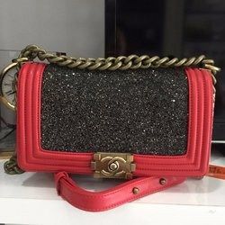 Túi Xách Chanel Boy kim tuyến da thật mềm logo vàng 24k - Đẹp 102