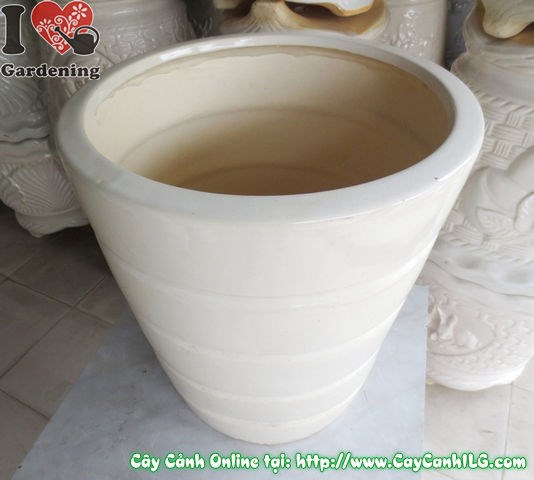 Chậu giỏ men trắng tròn mẫu 2 lớn – góc nhìn cận hoa văn đan lát
