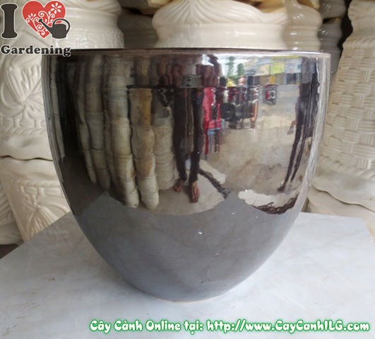 Chậu men đen tròn nhẵn cỡ lớn – dòng chậu cao cấp tại ILG