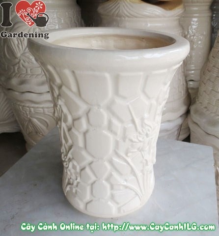 Chậu trúc men trắng tròn thắt đáy mẫu 3 – ứng dụng trang trí không gian
