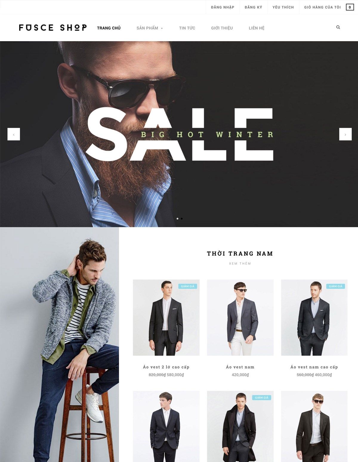 Mẫu website thời trang fusce shop