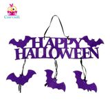  Bảng Trang Trí Happy Halloween dơi tím 