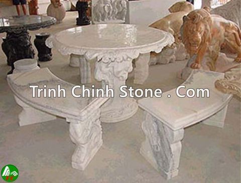 bàn ghế đá trắng cẩm thạch