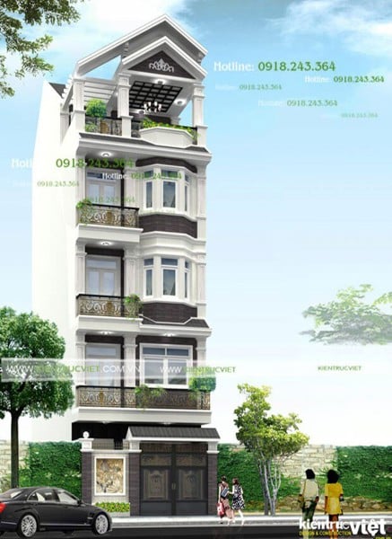 Kiến trúc nhà 5 tầng 6x18 Hà Giang