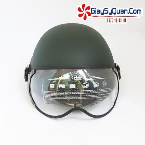 Mũ bảo hiểm xanh quân đội (có kính)