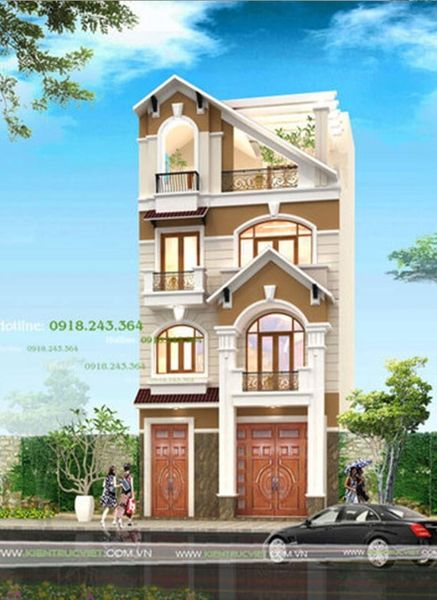 Biệt thự phố 7m trẻ trung đương với mái chéo cách điệu bietthupho7m grande