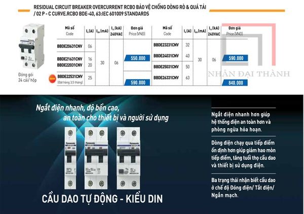 CATALOGUES RCBO BẢO VỆ CHỐNG DÒNG RÒ VÀ QUÁ TẢI
